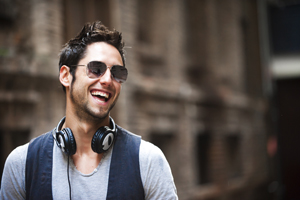 Smiling man after teeth whitening